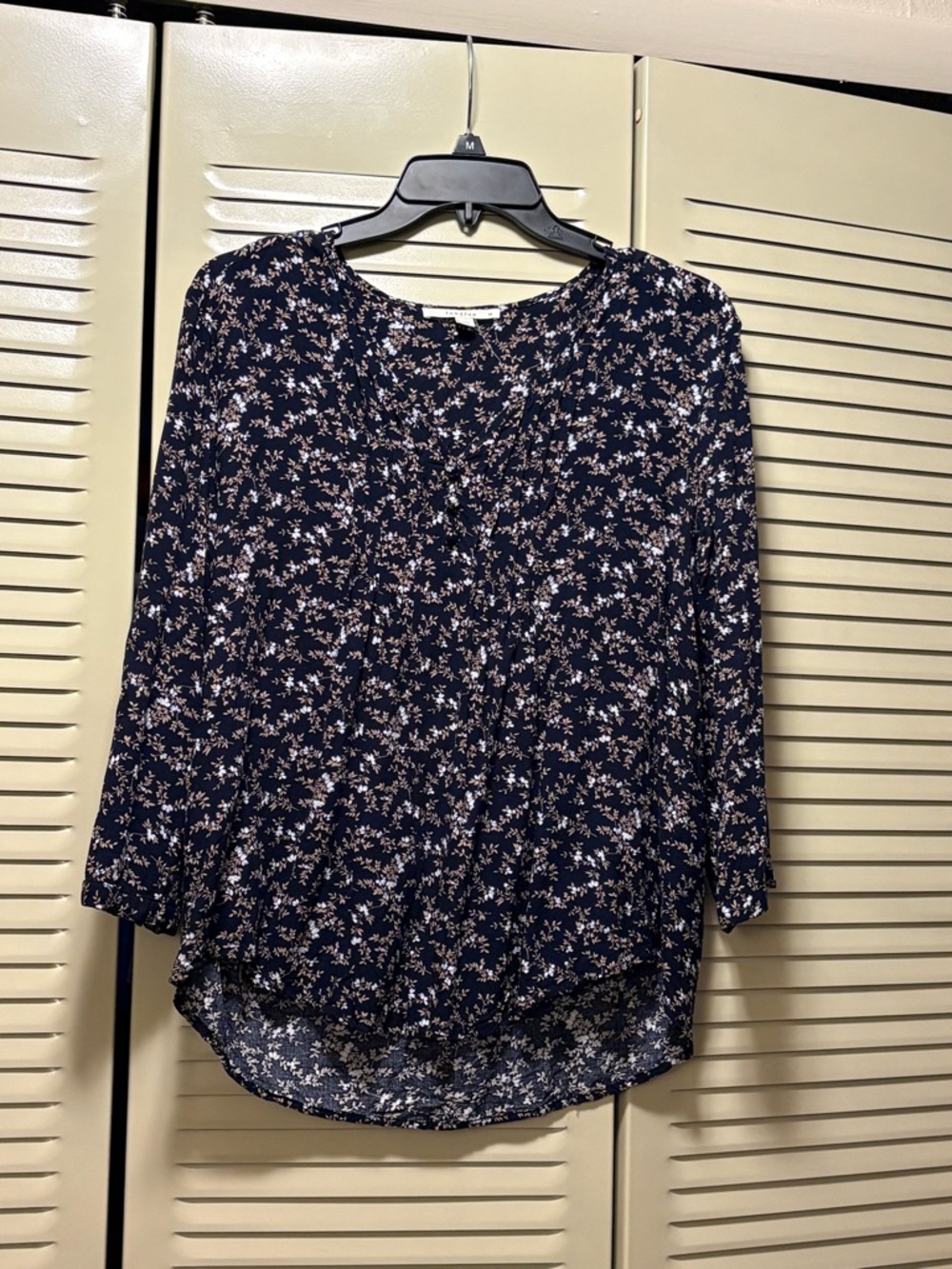 Women’s Navy Floral Button-Front Blouse